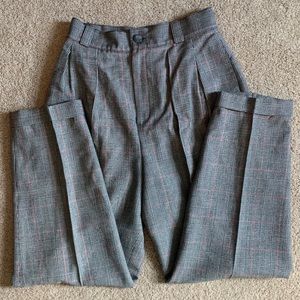 Vintage 80s Plaid Houndstooth Pants Trousers
